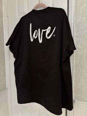 Victoria's Secret Love Kimono Robe Black Satin Sleepwear Loungewear One Size OS
